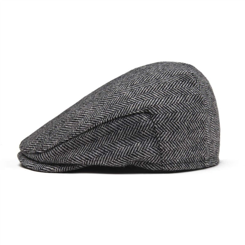 JANGOUL Kids Wool Tweed Newsboy Flat Cap Herringbone Boy Infant Toddler Child Youth Beret Hat (6-8 Years, Style1) - Image 3